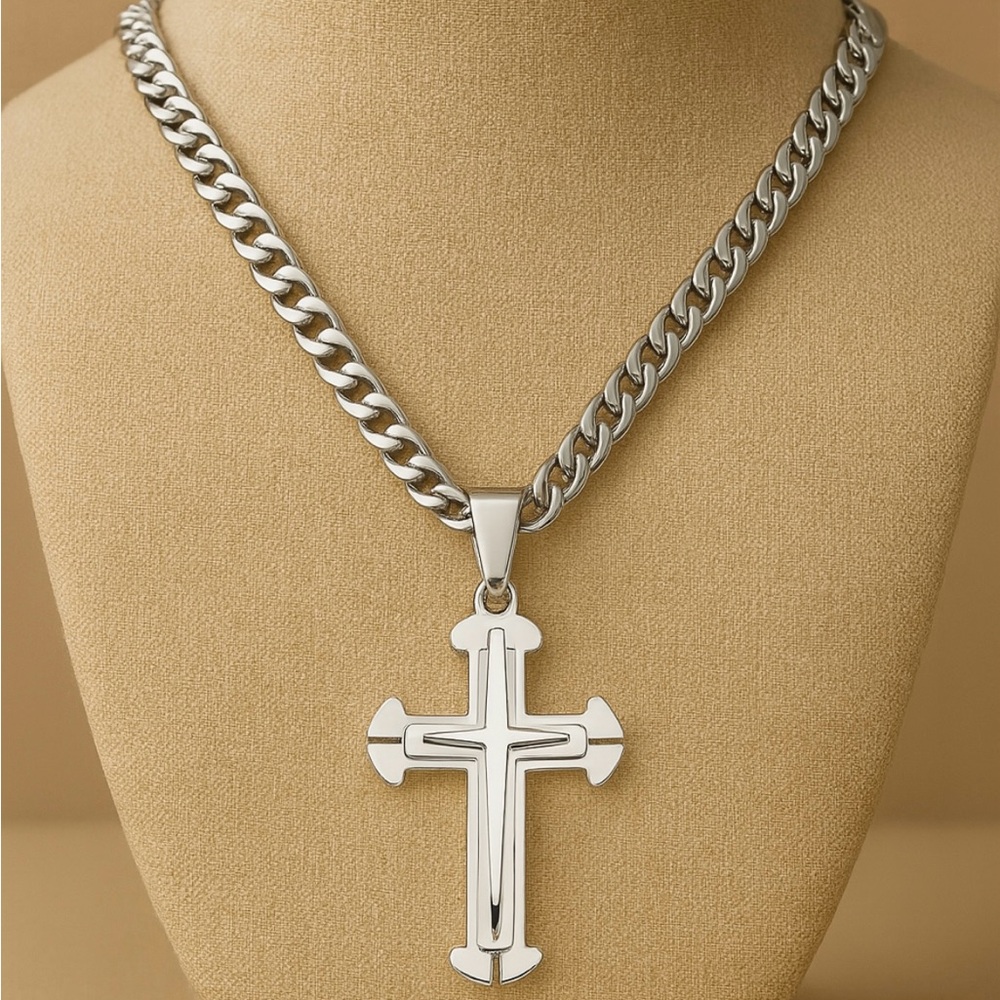 Mens Stainless Steel Cross Pendant